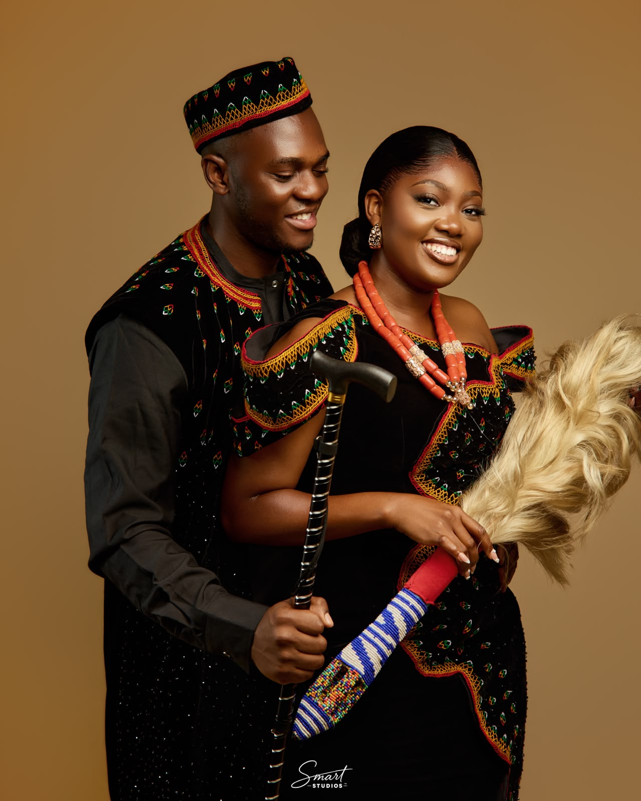 In traditional toghu attire